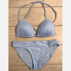Aerie Baby Blue Cross Back Tie Two Piece Bikini